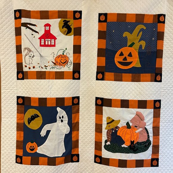 Halloween Applique, Embroidery, and Patchwork Lap Quilt - Picture 3 of 15